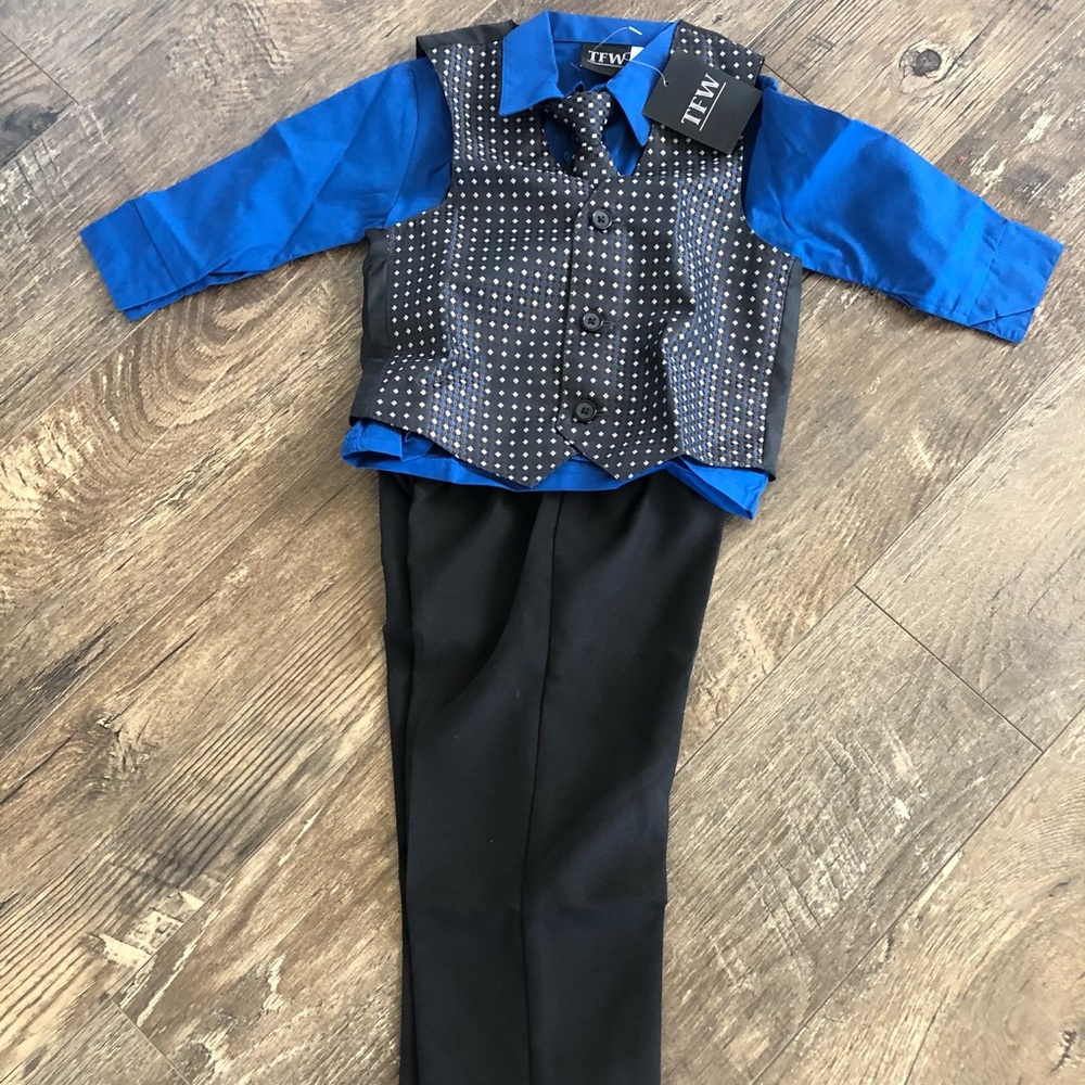 NWT 2T 4PC TFW Black & Royal Blue Suit